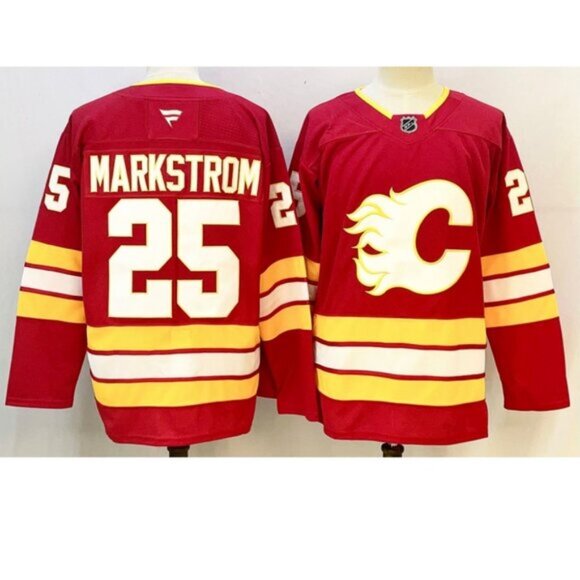 Mens Jacob Markstrom Red Stitched Jersey - Picture 1 of 1